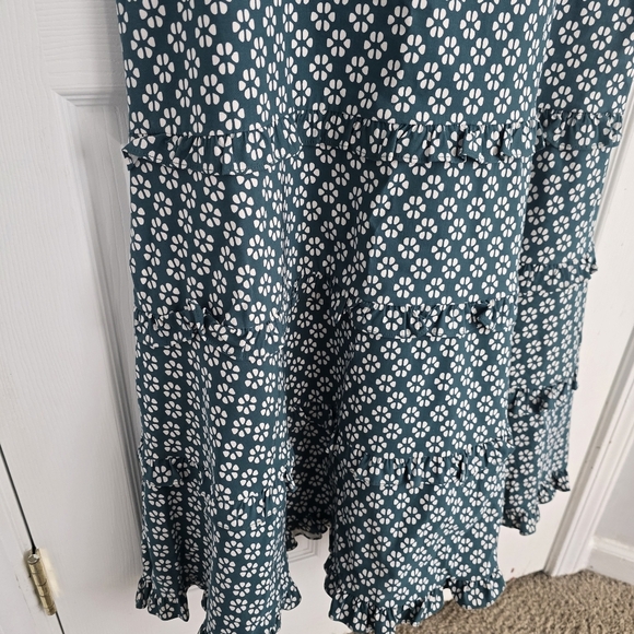 Anthropologie floral green dress size L - Picture 8 of 13